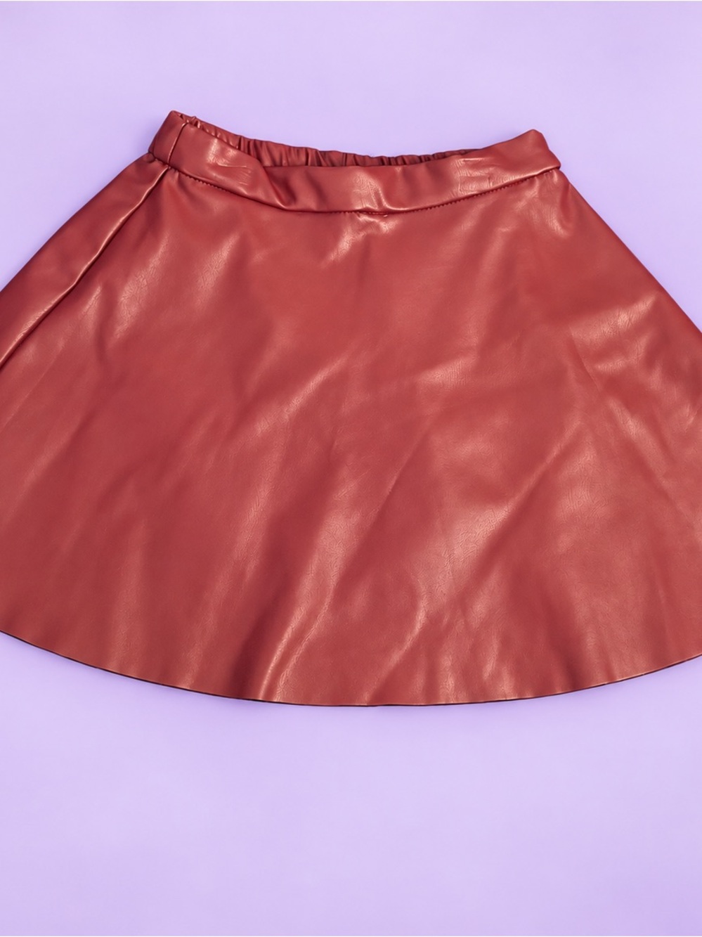 wonder nation Faux Leather Skater Skirt - Rust Brown